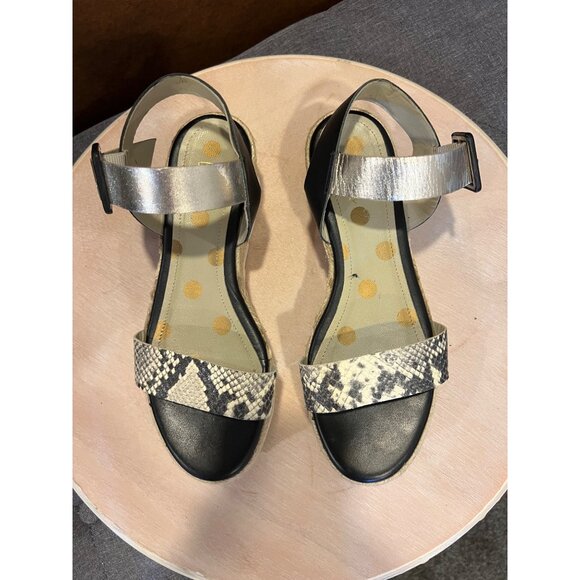 Boden women’s wedge sandals Size 5.5 Lena snakeskin black metallic - Picture 2 of 11